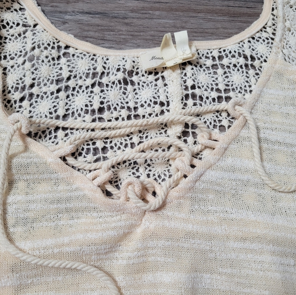 Anthropologie Meadow Rue Ivory Crocheted Lace Peasant Top SM - Picture 8 of 12